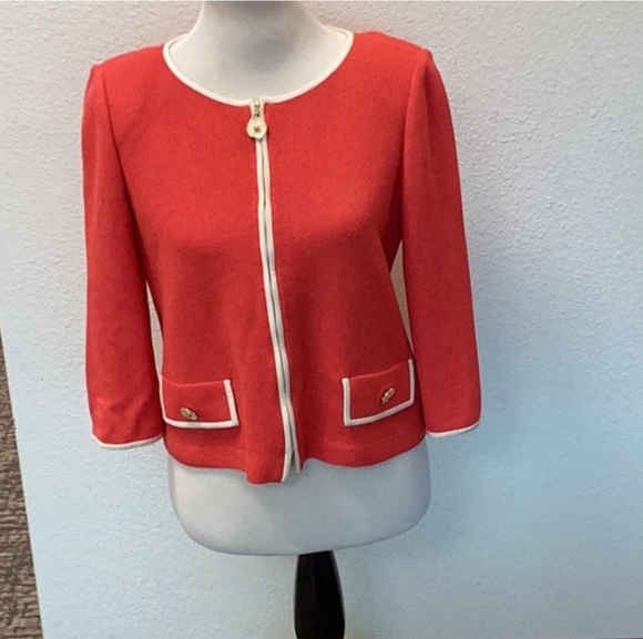 St. John Collection Jackets & Blazers - St. John Collection Red Jacket With White Trim